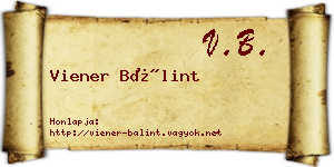Viener Bálint névjegykártya